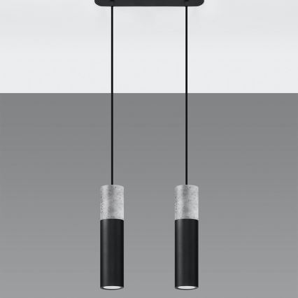 Luster na lanku BORGIO 2xGU10/40W/230V beton/metal crna