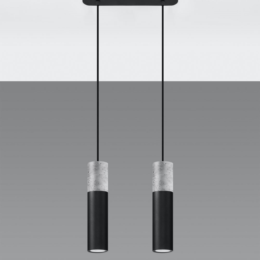 Luster na lanku BORGIO 2xGU10/40W/230V beton/metal crna