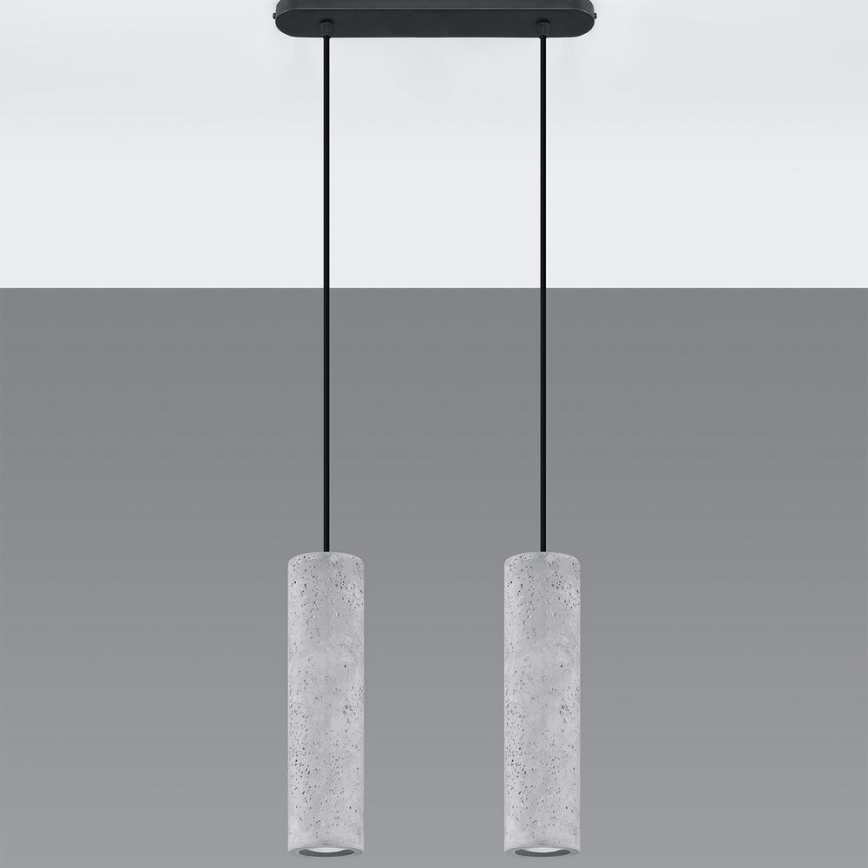 Luster na sajli LUVO 2xGU10/40W/230V beton/crna