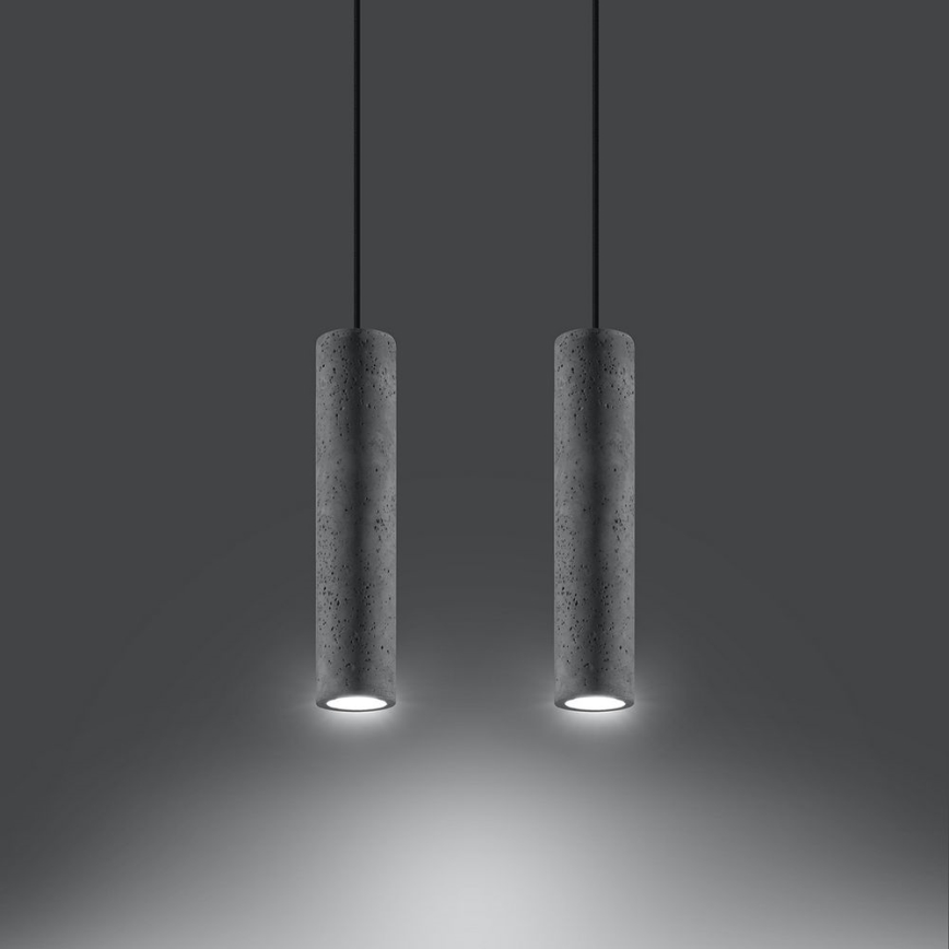 Luster na sajli LUVO 2xGU10/40W/230V beton/crna