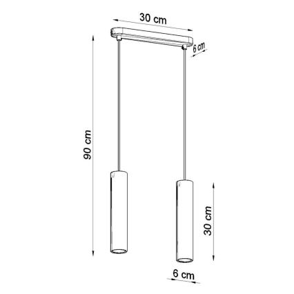 Luster na sajli LUVO 2xGU10/40W/230V beton/crna