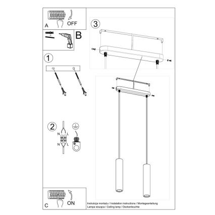 Luster na sajli LUVO 2xGU10/40W/230V beton/crna
