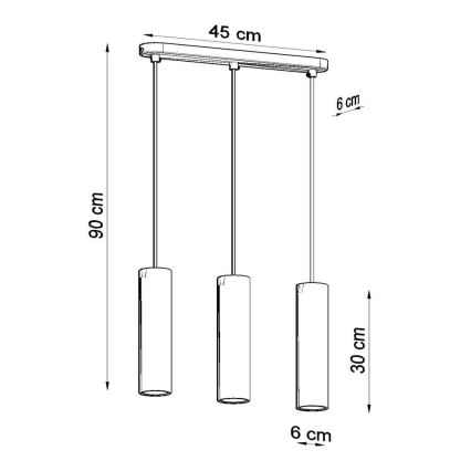 Luster na sajli LUVO 3xGU10/40W/230V beton/crna