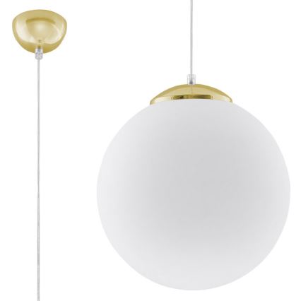 Luster na sajli TOYA 1x E27/60W/230V, prečnika 30 cm, bela/zlatna