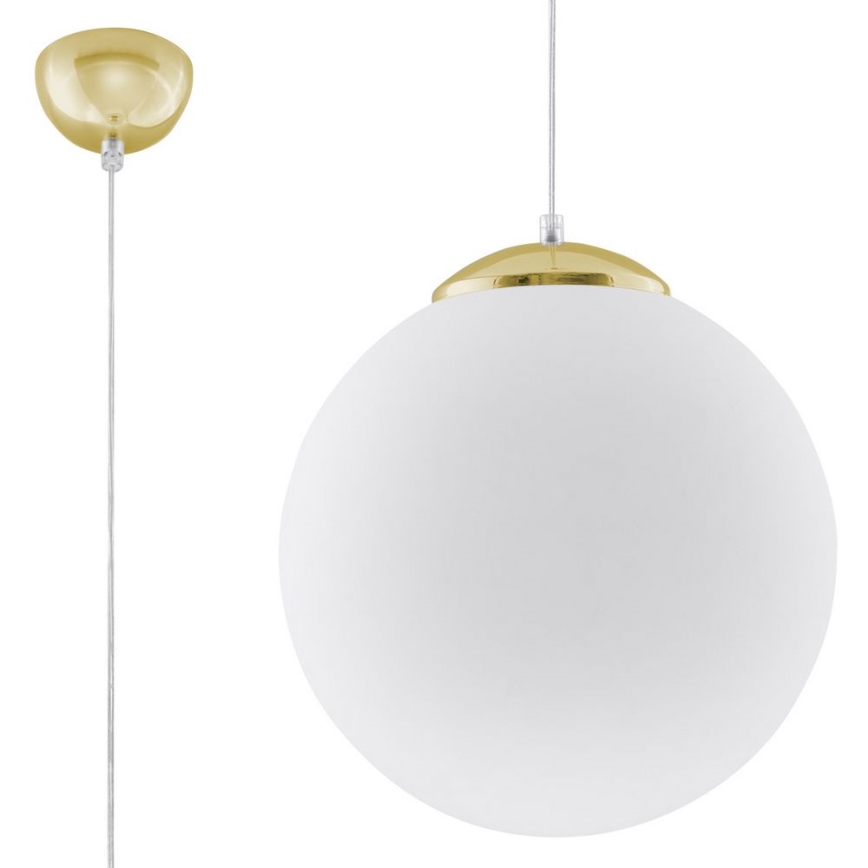 Luster na sajli TOYA 1x E27/60W/230V, prečnika 30 cm, bela/zlatna