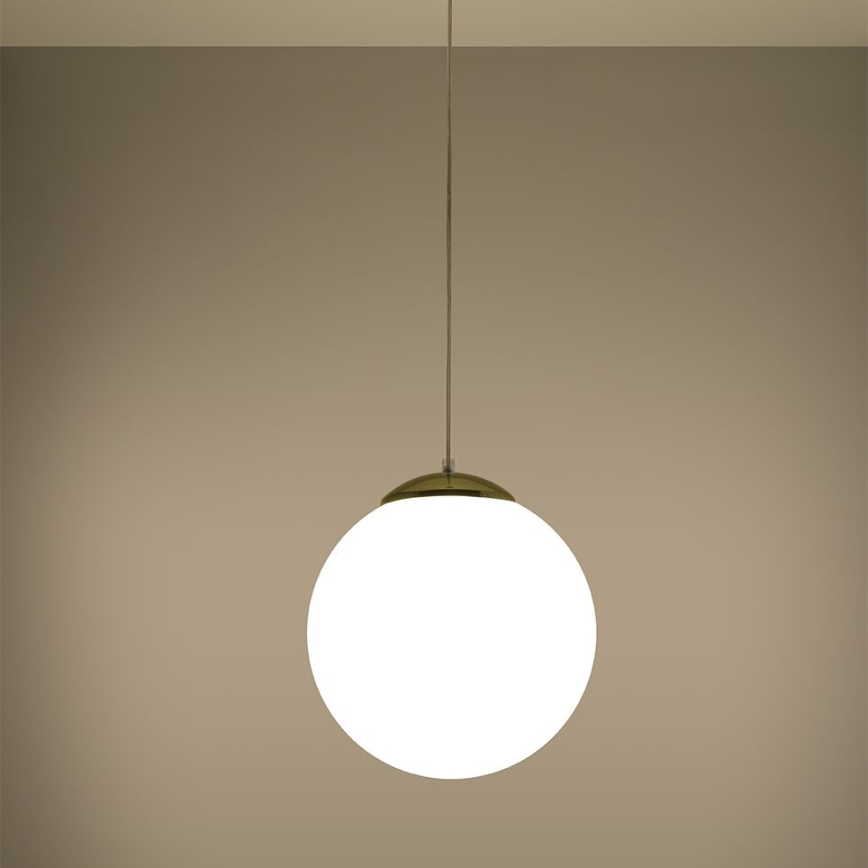 Luster na sajli TOYA 1x E27/60W/230V, prečnika 30 cm, bela/zlatna