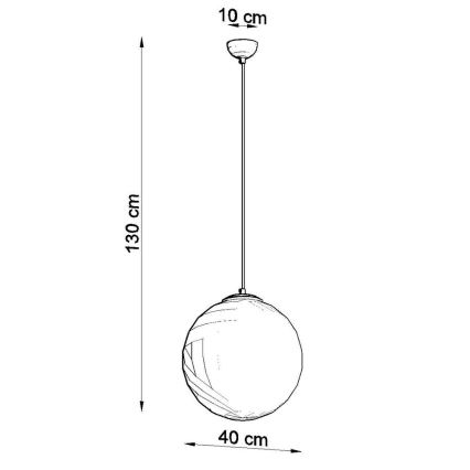 Luster na sajli TOYA 1xE27/60W/230V prečnik 40 cm beo/zlatan