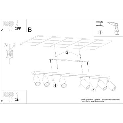 Spot svetiljka RING 6xGU10/10W/230V