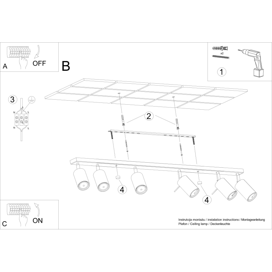 Spot svetiljka RING 6xGU10/10W/230V