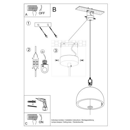 Luster na sajli PABLITO 1xE27/60W/230V beton