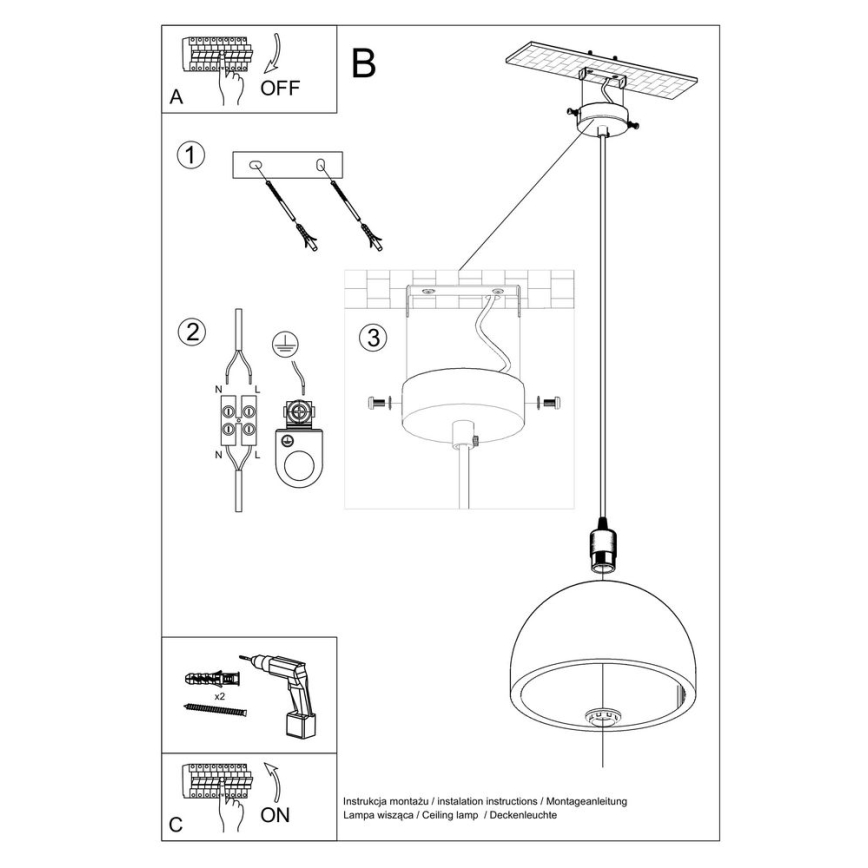 Luster na sajli PABLITO 1xE27/60W/230V beton