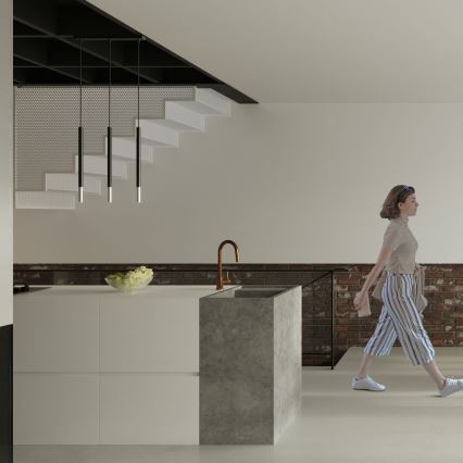 Luster na sajli MOSAIC 1xG9/12W/230V crna/sjajni hrom