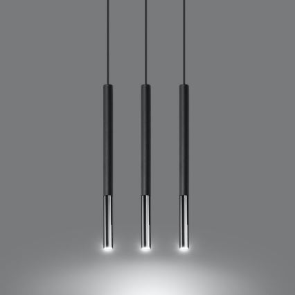 Luster na sajli MOSAIC 3xG9/12W/230V crna/sjajni hrom