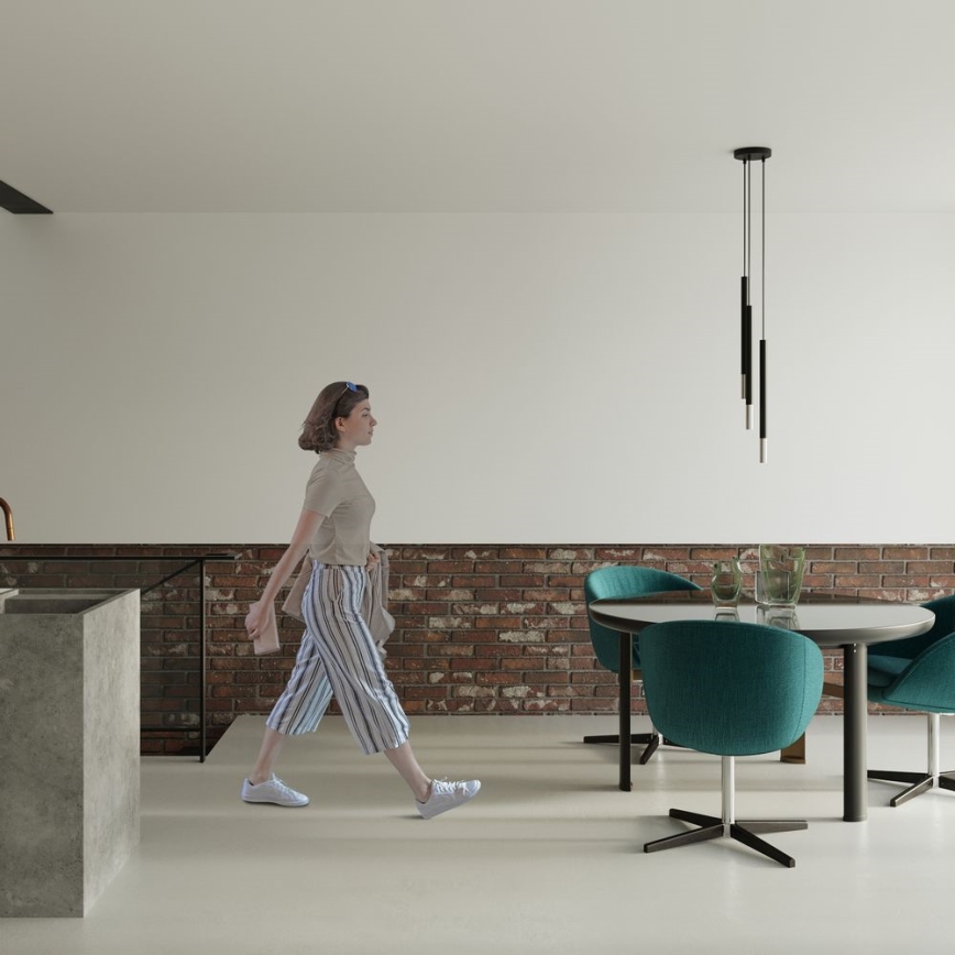 Luster na sajli MOSAIC 3xG9/12W/230V crna/sjajni hrom