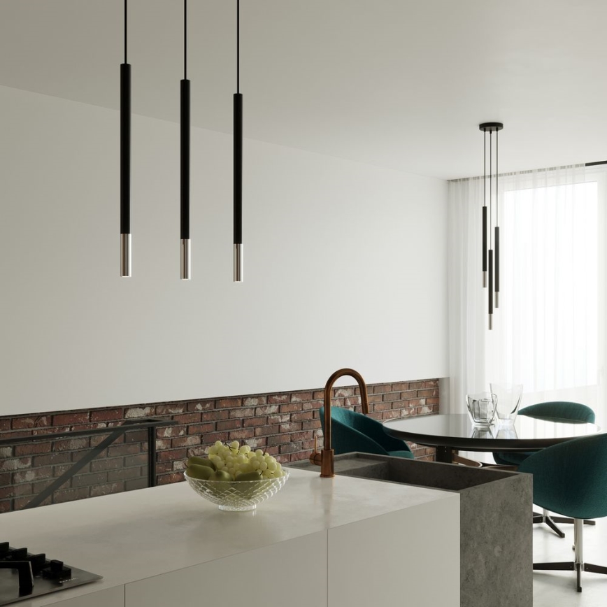Luster na sajli MOSAIC 3xG9/12W/230V crna/sjajni hrom