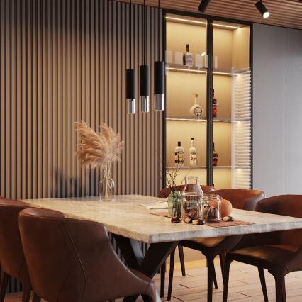 Luster na sajli LOOPEZ 1xGU10/10W/230V crna/sjajni hrom