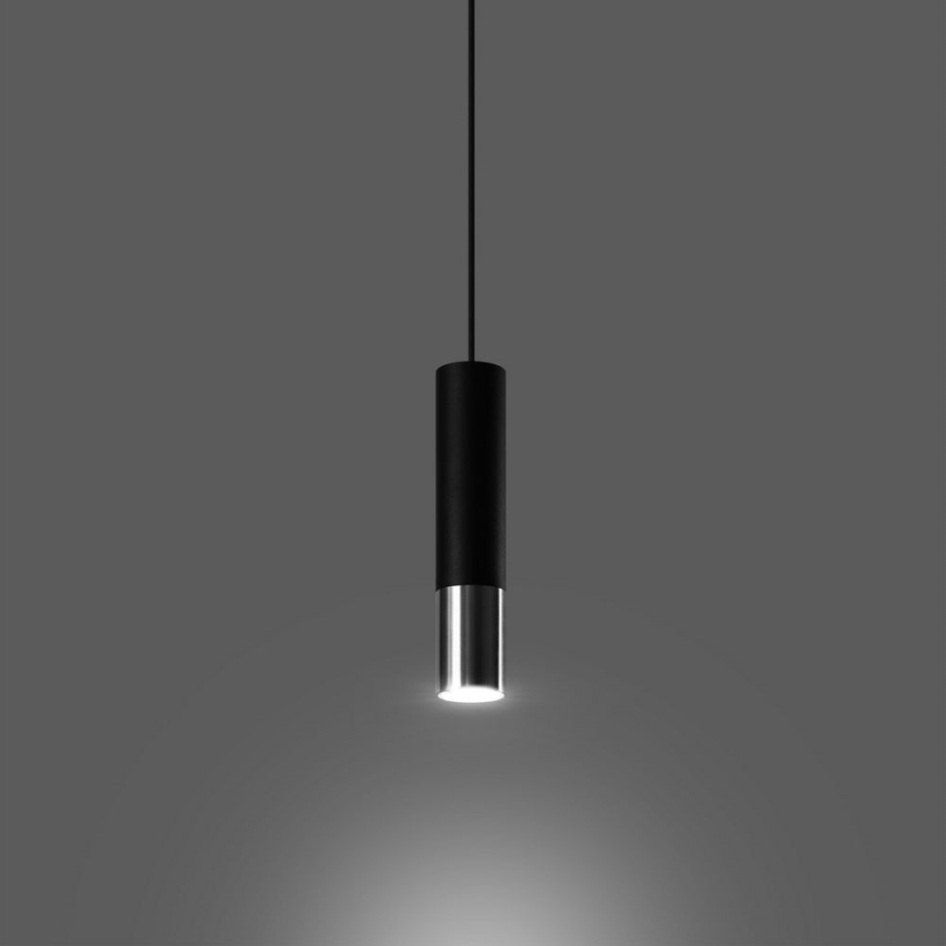 Luster na sajli LOOPEZ 1xGU10/10W/230V crna/sjajni hrom