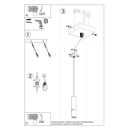Luster na sajli LOOPEZ 1xGU10/10W/230V crna/sjajni hrom