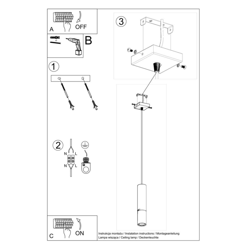 Luster na sajli LOOPEZ 1xGU10/10W/230V crna/sjajni hrom