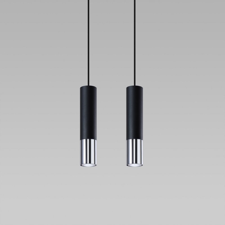 Luster na sajli LOOPEZ 2xGU10/10W/230V crna/sjajni hrom