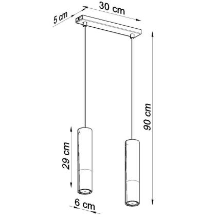 Luster na sajli LOOPEZ 2xGU10/10W/230V crna/sjajni hrom