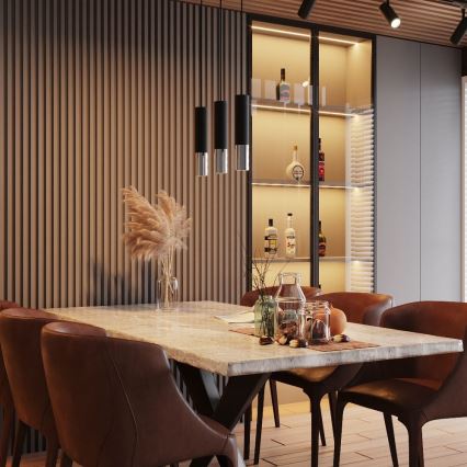 Luster na sajli LOOPEZ 3xGU10/10W/230V crna/sjajni hrom