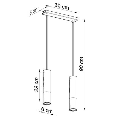 Luster na sajli LOOPEZ 2xGU10/10W/230V crna/bakrena