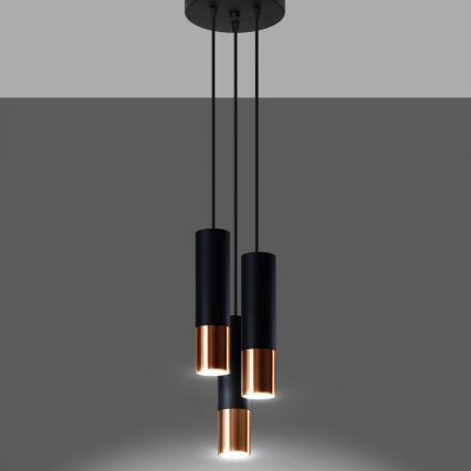 Luster na sajli LOOPEZ 3xGU10/10W/230V okrugao crna/bakar