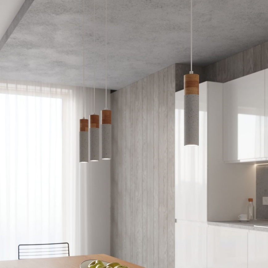 Luster na sajli ZANE 3xGU10/40W/230V beton/breza/buk