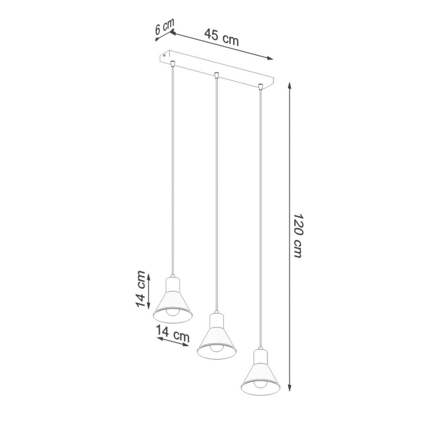 Luster na sajli TALEJA 3xE27/60W/230V crne boje