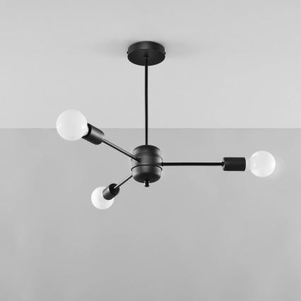 Luster na štapu LANGO 3xE27/60W/230V crni