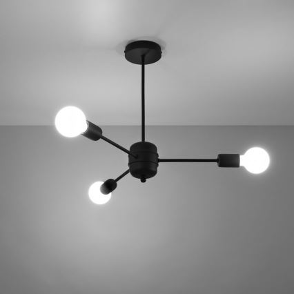 Luster na štapu LANGO 3xE27/60W/230V crni
