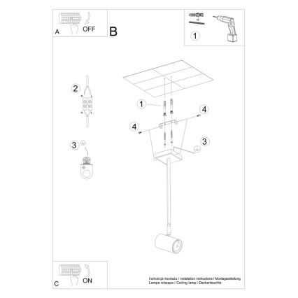 Luster na šipci NORANO 1xGU10/40W/230V crna
