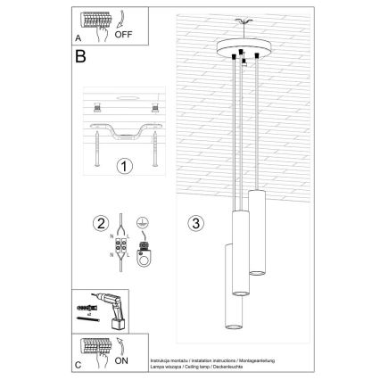 Luster na sajli LAGOS 3xGU10/10W/230V bela