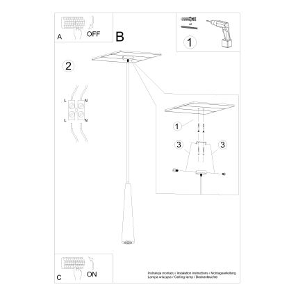 Luster na sajli SULA 1xGU10/10W/230V, prečnik 8 cm, bež