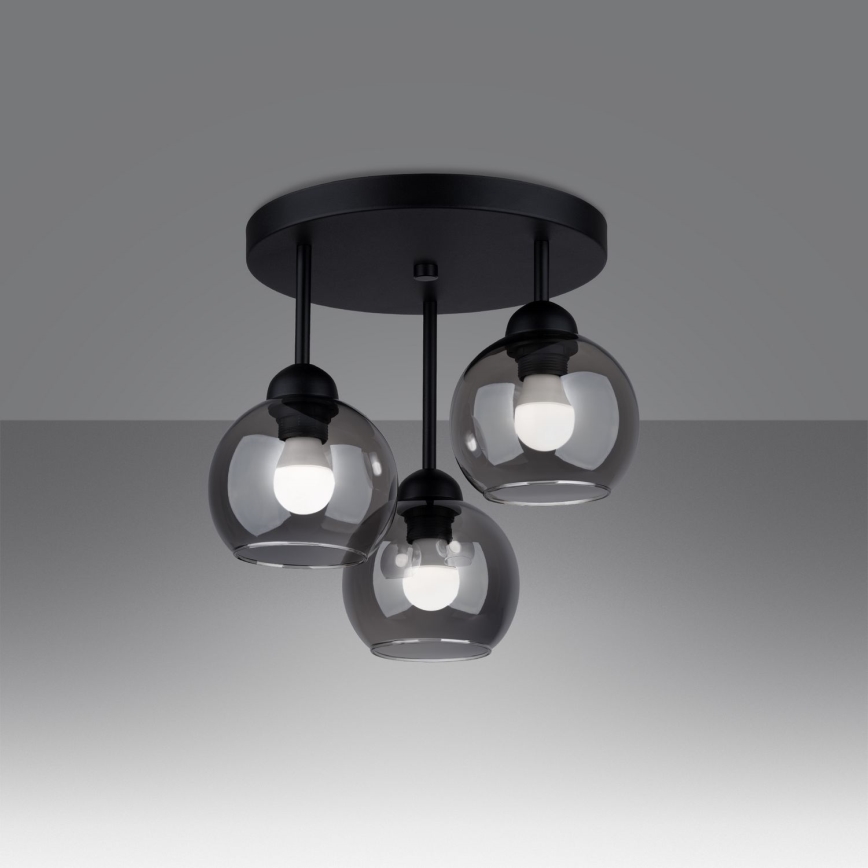 Luster na šipci ALINO 3xE27/60W/230V, crne boje