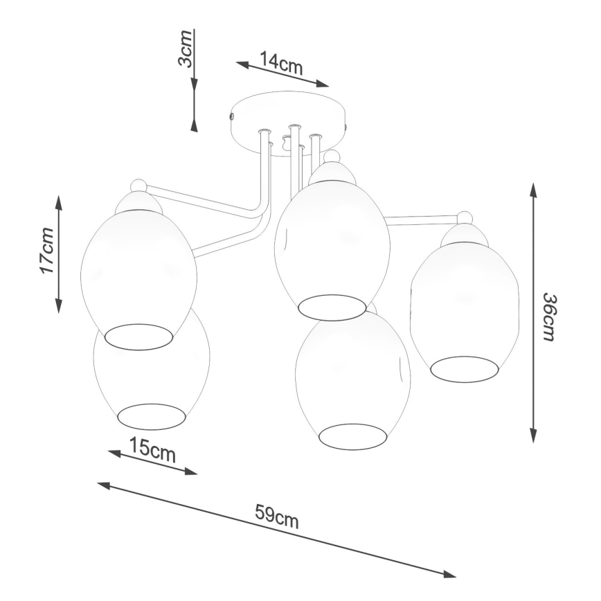 Luster na šipci FILLAN 5xE27/60W/230V crna