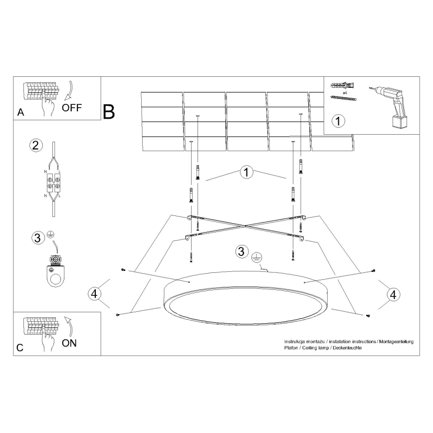 LED plafonsko svetlo ONYX LED/48W/230V prečnika 60 cm belo