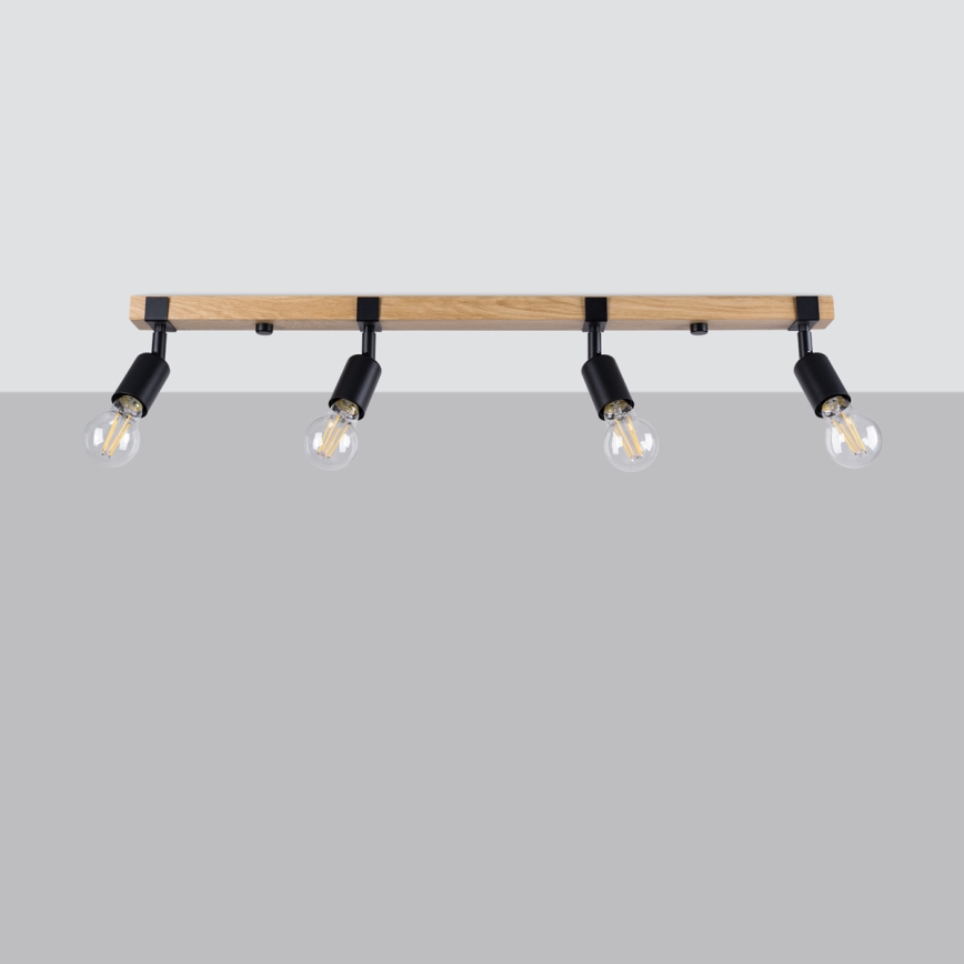 Spot svetiljka ZUCA 4xE27/15W/230V crna/hrast