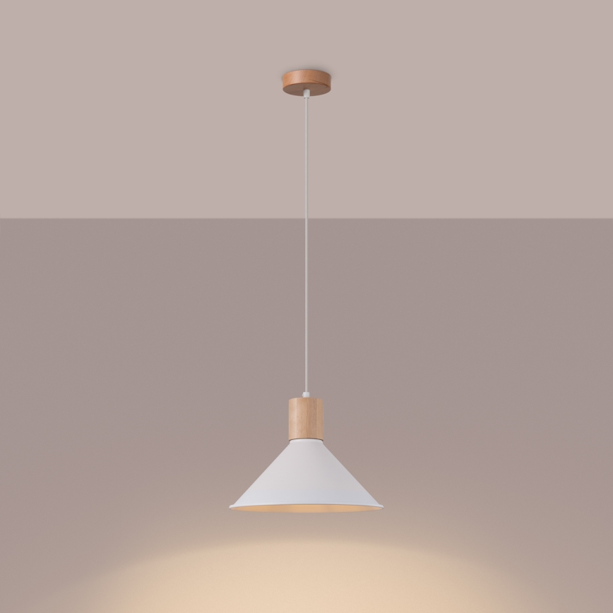 Luster na sajli JAGA 1xE27/15W/230V, prečnik 30 cm, beo