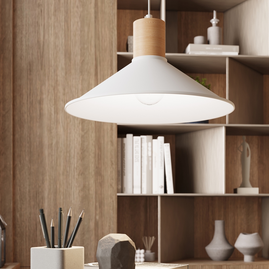 Luster na sajli JAGA 1xE27/15W/230V, prečnik 30 cm, beo