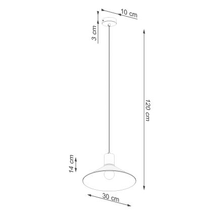 Luster na sajli JAGA 1xE27/15W/230V, prečnik 30 cm, beo