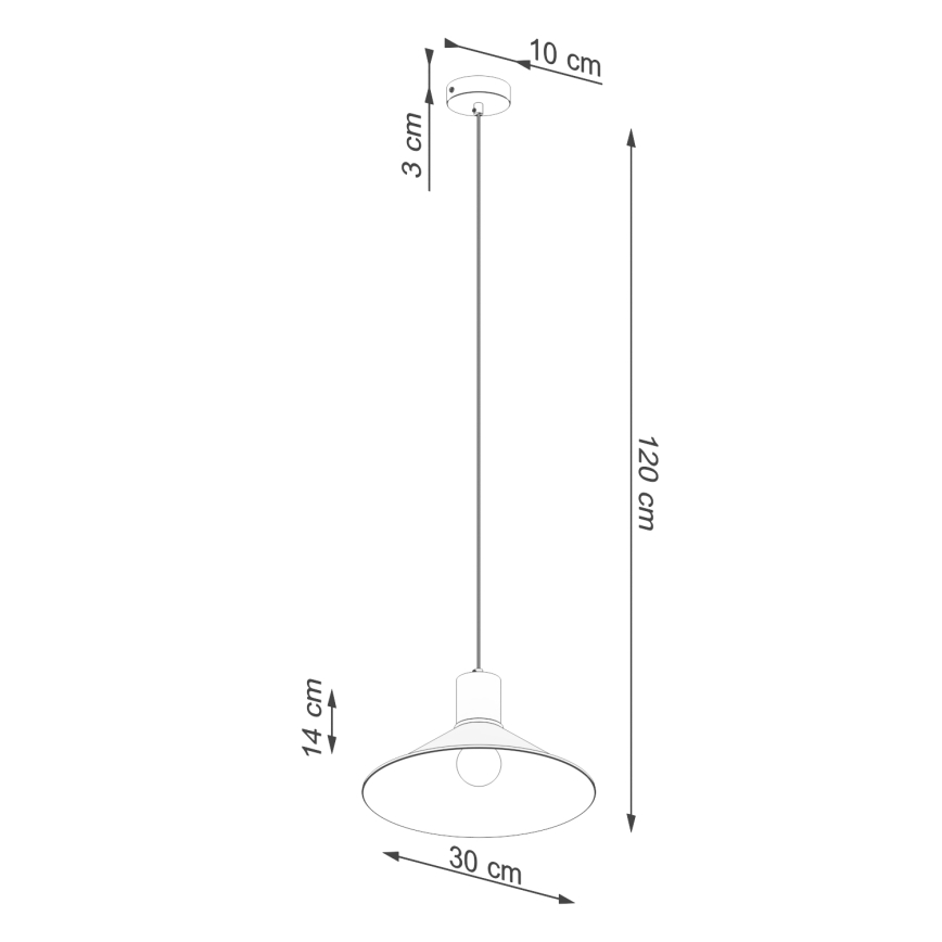 Luster na sajli JAGA 1xE27/15W/230V, prečnik 30 cm, beo