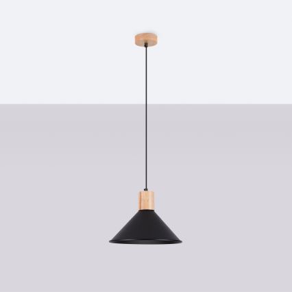 Luster na sajli JAGA 1xE27/15W/230V, prečnik 30 cm, crna