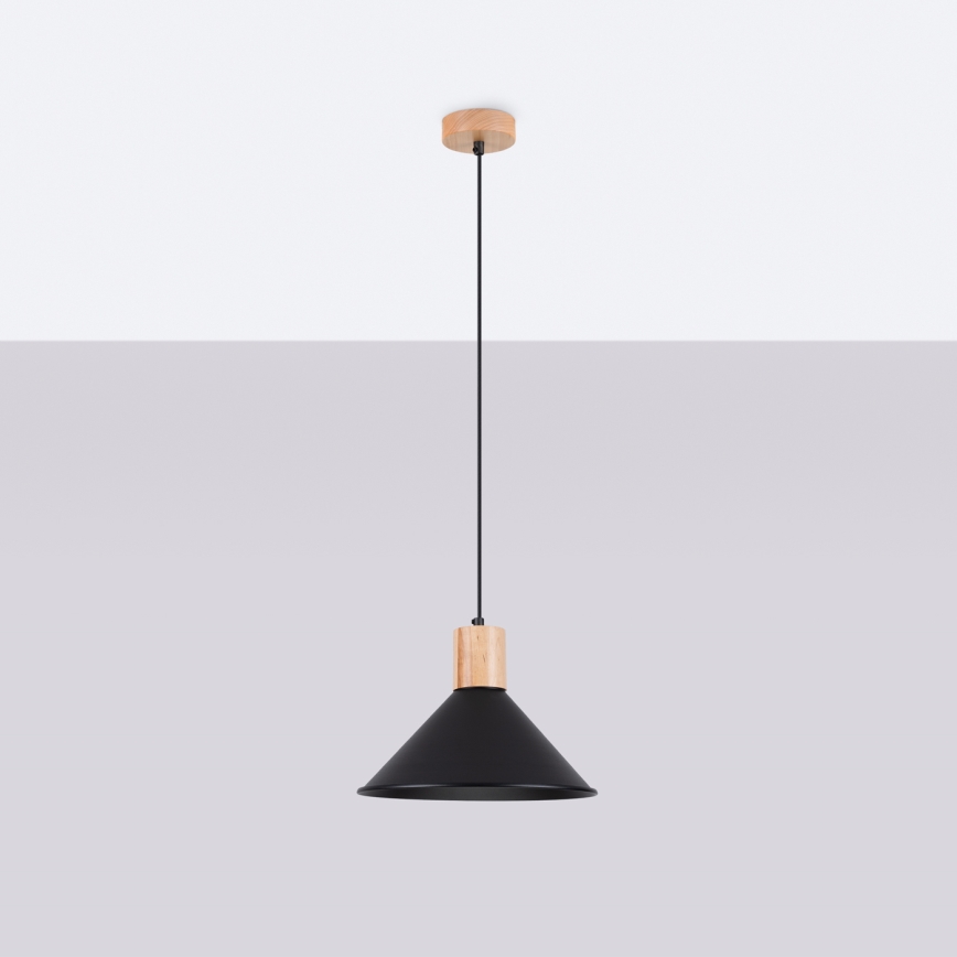 Luster na sajli JAGA 1xE27/15W/230V, prečnik 30 cm, crna