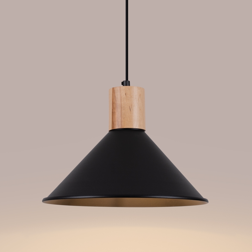 Luster na sajli JAGA 1xE27/15W/230V, prečnik 30 cm, crna