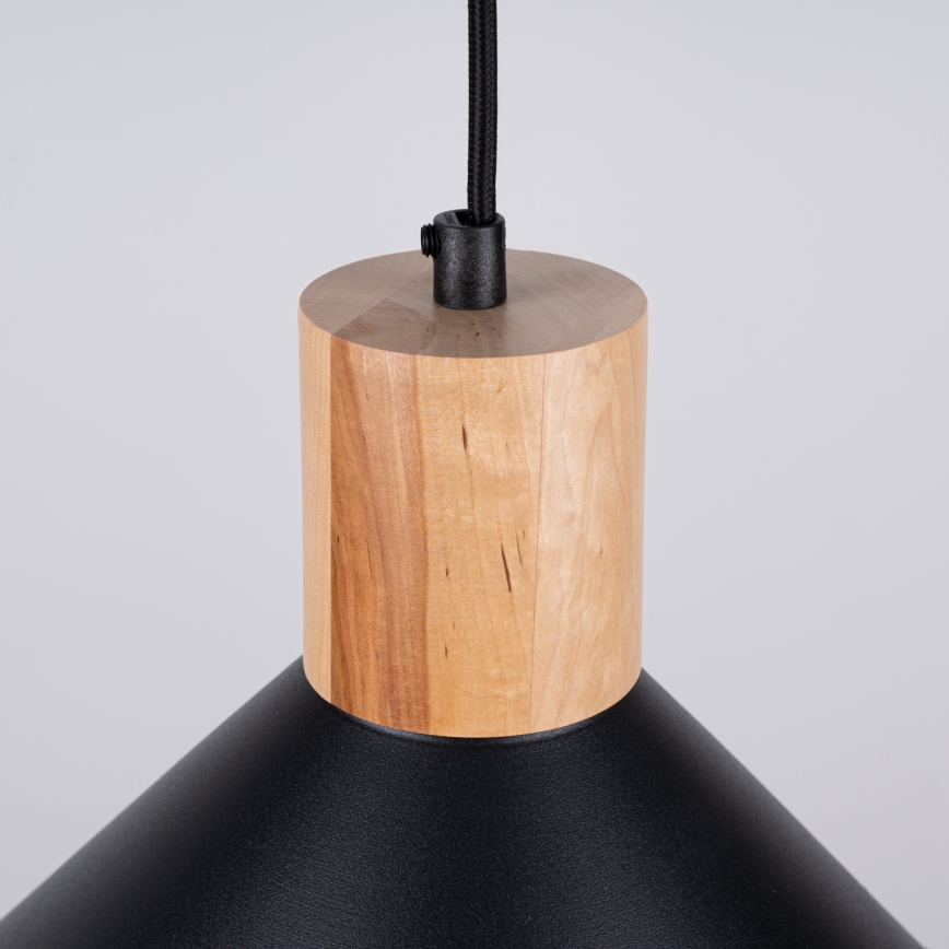 Luster na sajli JAGA 1xE27/15W/230V, prečnik 30 cm, crna