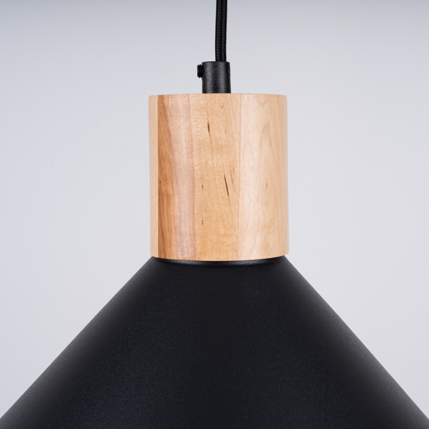 Luster na sajli JAGA 1xE27/15W/230V, prečnik 30 cm, crna
