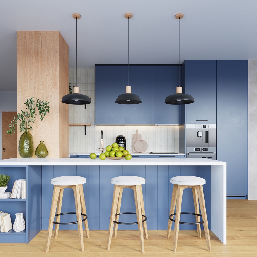 Luster na sajli FANO 1xE27/15W/230V, prečnik 34 cm, crna