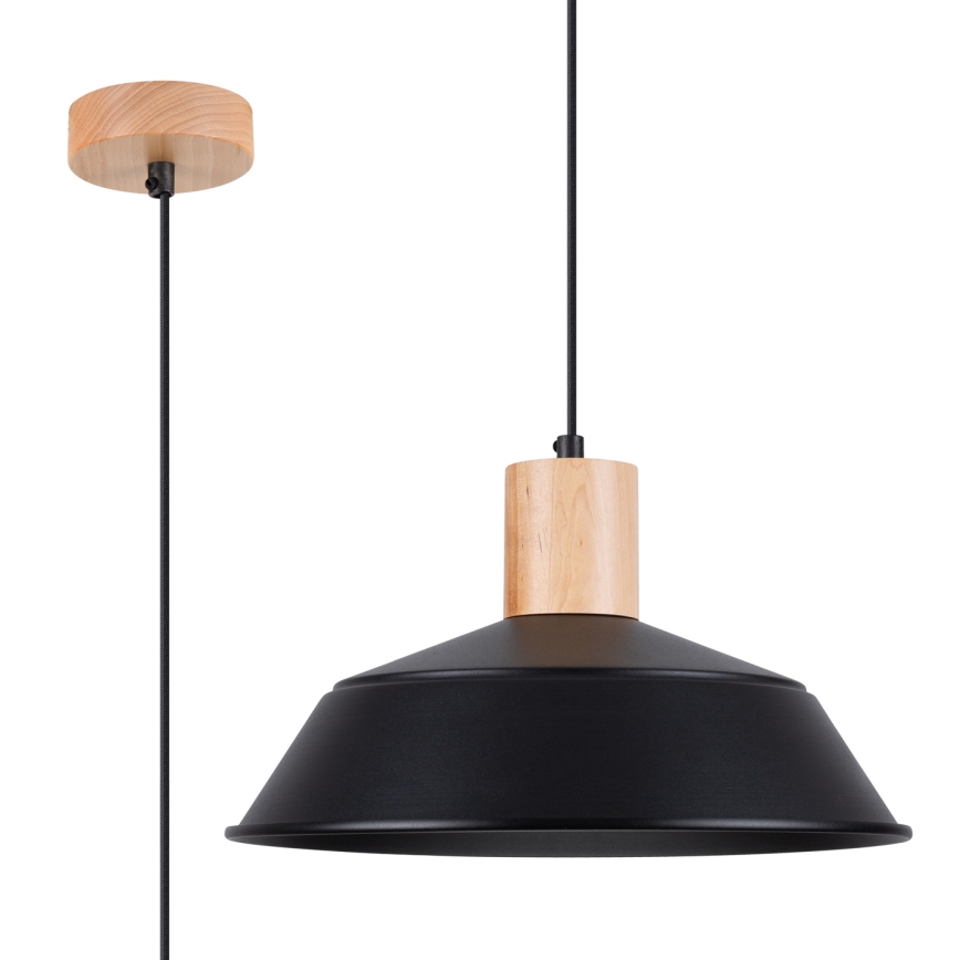 Luster na sajli FANO 1xE27/15W/230V, prečnik 34 cm, crna